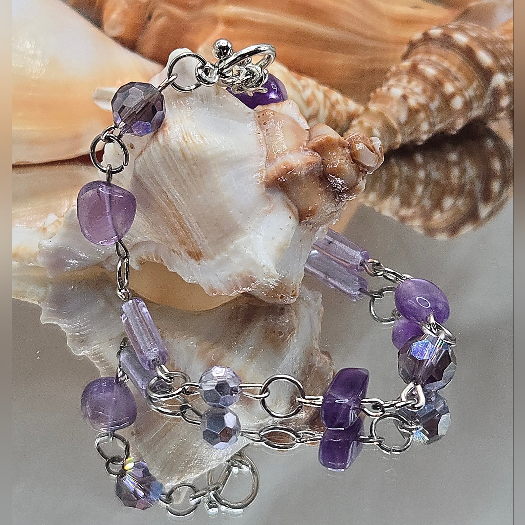 Elegant Handmade Purple Amethyst Beaded Bracelet